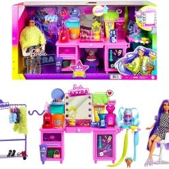 Brick Pops Inc. Collectible Toys Barbie Extra Doll & Vanity Exclusive Doll, Pet Puppy (45+ Pieces)