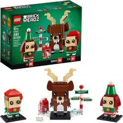 Brick Pops Inc. LEGO Brickheadz 40353 Reindeer, Elf And Elfie (281 Pieces) Building Toy