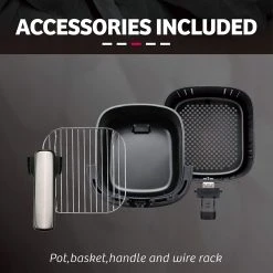 Brick Pops Inc. Ignited Air Fryer, 5.5/7.5 Quart Large Capacity Digital Oilless Cooker, One Touch LED Screen With 8 Preset Cooking Functions, Nonstick Frying Basket, Healthy Cookbook Included (Black)